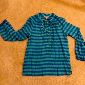 Lilly Pulitzer Elsa Blouse Blue Striped